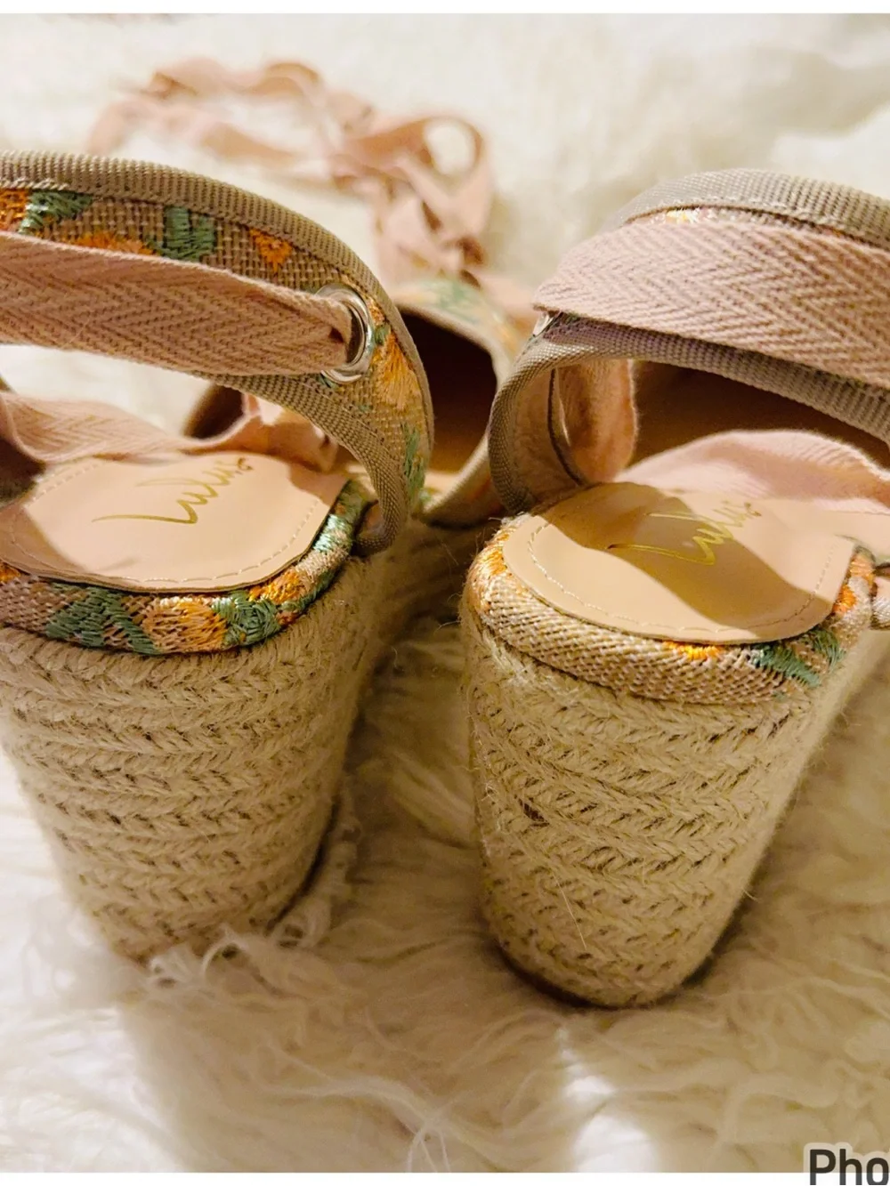 LULU’s Embroidered Espadrille Wedge Sandals 8 NIB